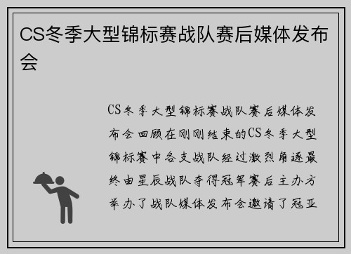 CS冬季大型锦标赛战队赛后媒体发布会