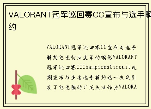 VALORANT冠军巡回赛CC宣布与选手解约